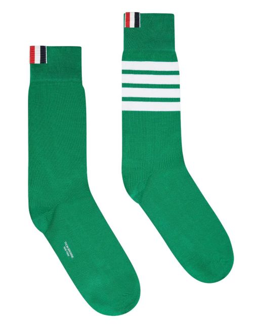 Thom Browne Green Four-Bar Socks