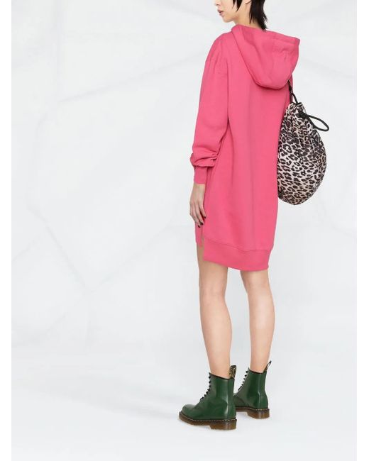 Moschino Pink Logo-Print Hooded Dress