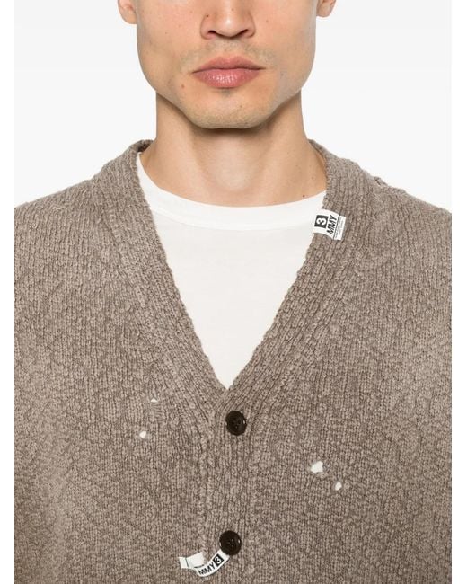 Maison Mihara Yasuhiro メンズ ブラウン ダメージ カーディガン 