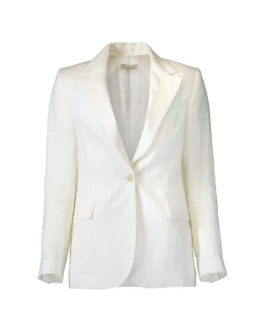 Eleventy White Single-Breasted Two-Button Blazer