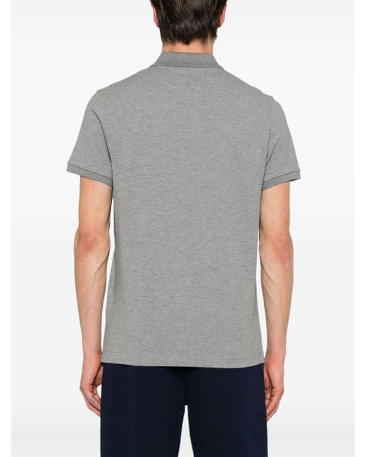 Moncler Gray Logo-Patch Polo Shirt for men