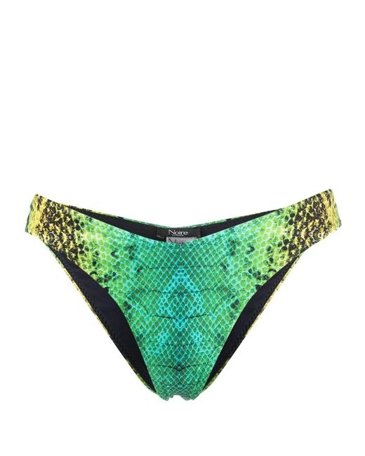 Noire Swimwear Green Snakeskin-Print Bikini Bottoms