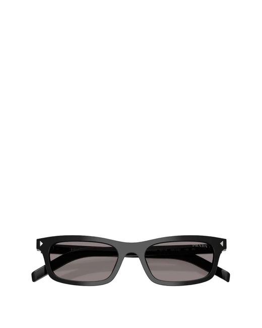 Prada Gray Stripe-Detail Rectangle-Frame Sunglasses