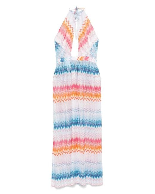 Missoni White Zigzag Lamé Maxi Dress