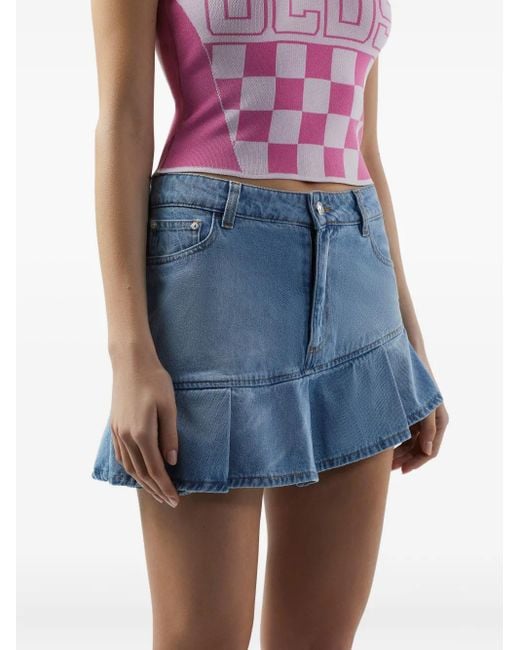 Gcds Blue Pleated Mini Skirt