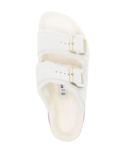 Birkenstock Arizona Shearling-lined Leather Sandals White