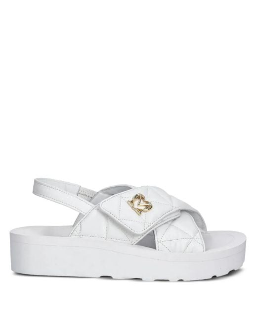 Love Moschino White Gesteppte Sandalen