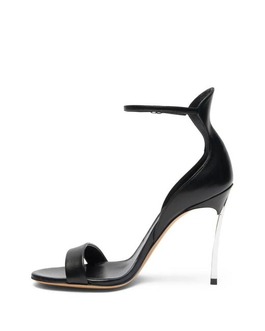Casadei Black Cappa Blade Leather Heeled Sandals