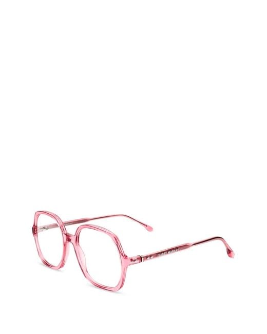 Isabel Marant Pink Brille Mit Eckigem Gestell
