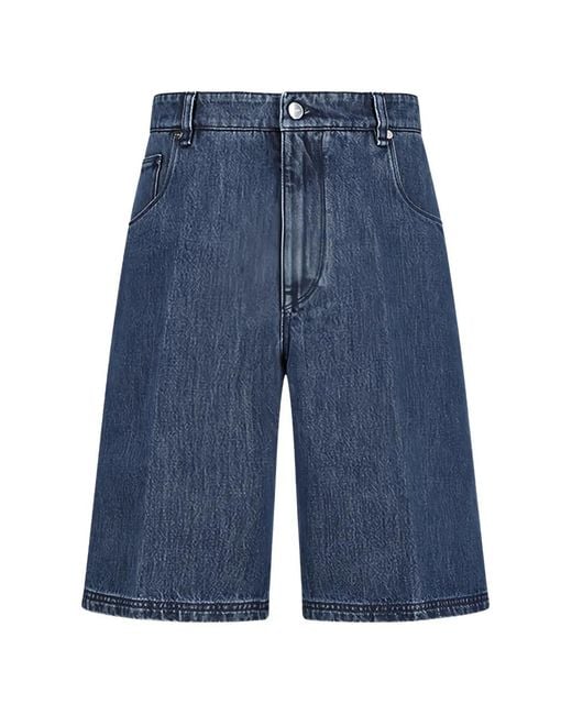 Fendi Blue Logo-Patch Denim Shorts for men