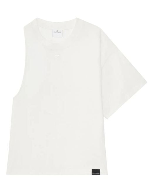 Courreges White One-Sleeve Scuba-Jersey T-Shirt