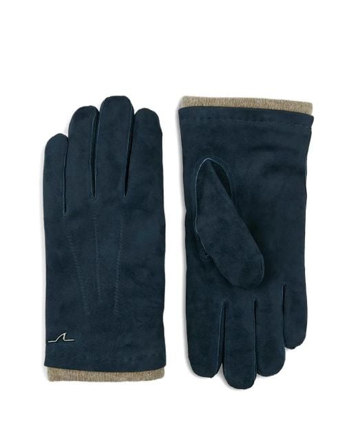 Paul & Shark Blue Suede Gloves for men