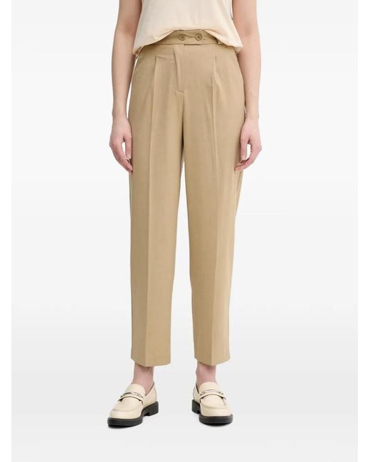 Benetton Natural Pleated Straight-Leg Trousers