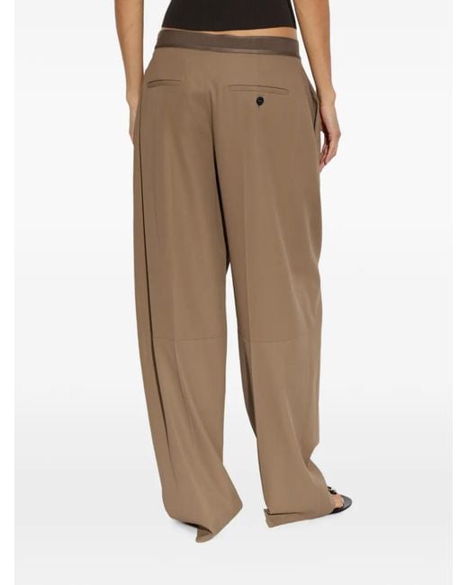 Alexander Wang Natural Logo-Waistband Palazzo Pants
