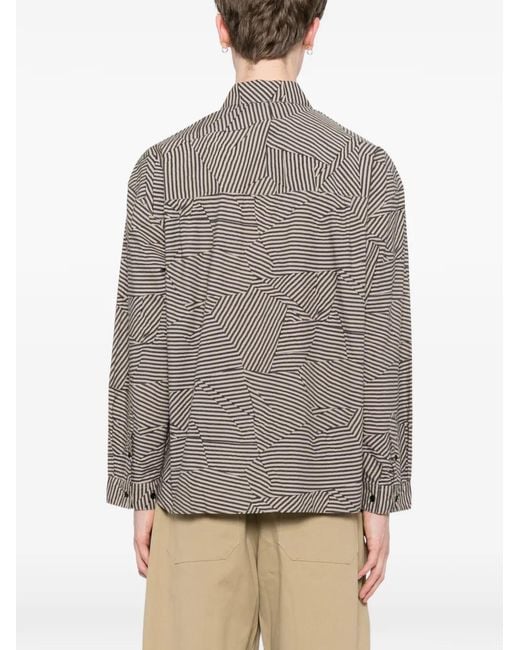 YMC Gray Striped Wray Shirt for men