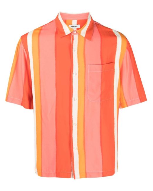 Sandro Orange Striped Short-sleeve Shirt for men