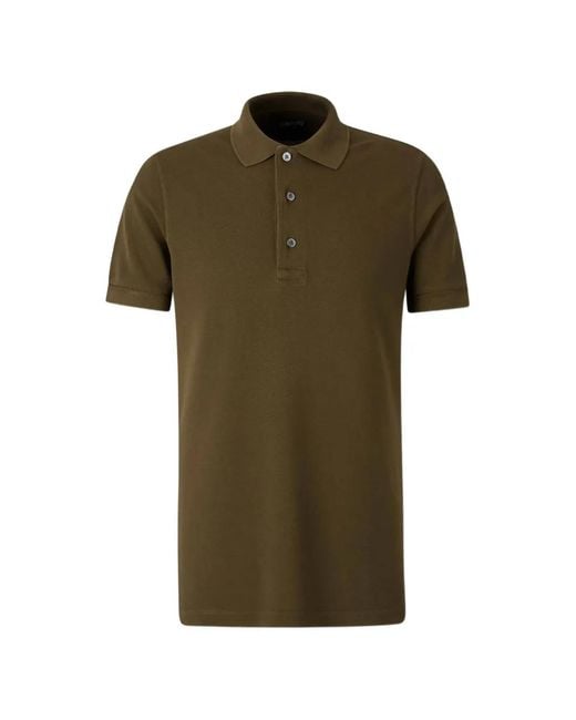 Tom Ford Green Polo En Piqué À Logo Brodé for men