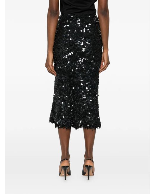 Petar Petrov Black Sequins-Embellishment Midi Skirt