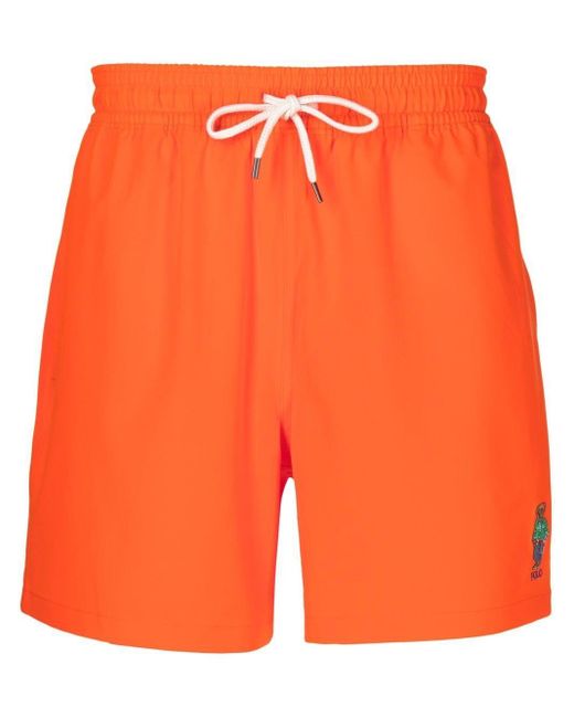 Polo Ralph Lauren Synthetic Traveler Polo Pony Swim Shorts in Orange ...