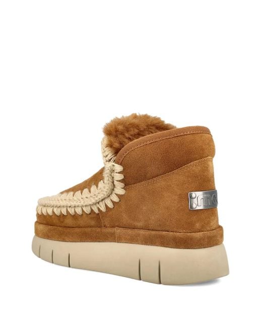 Mou Brown Bounce Braided-Trim Suede Ankle Boots