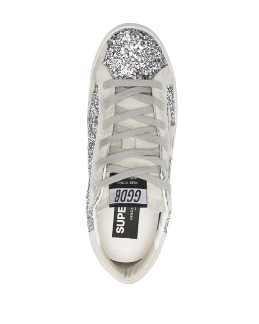 Golden Goose Deluxe Brand Multicolor Super Star Suede-Star Glitter-Embellished Trainers