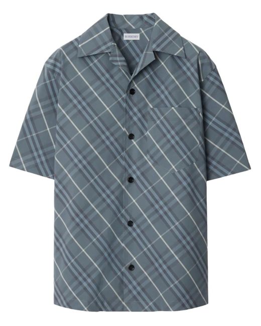 メンズ Burberry チェック シャツ Blue