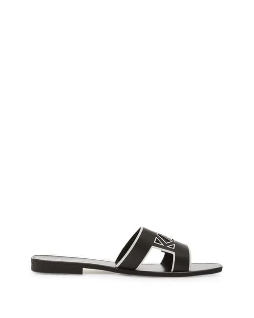 Karl Lagerfeld White Sandales À Découpes Logo