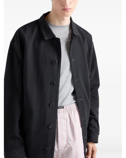 Prada Gray Short-Sleeved Silk Sweater for men