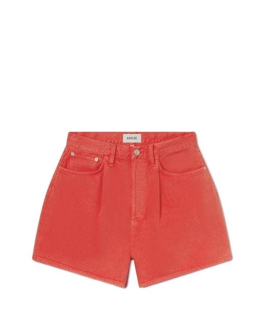 Agolde Red Rhoda Pleated Shorts