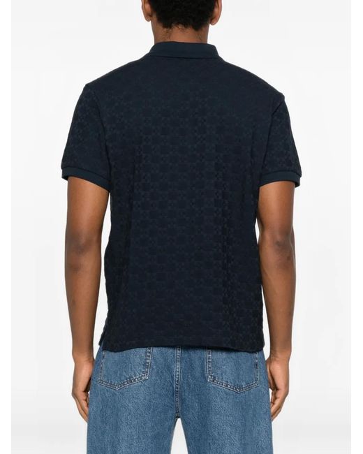 Sandro Blue Square Cross Jacquard Polo for men