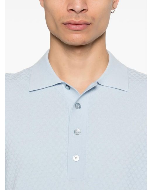 Paolo Pecora Blue Textured Polo Shirt for men