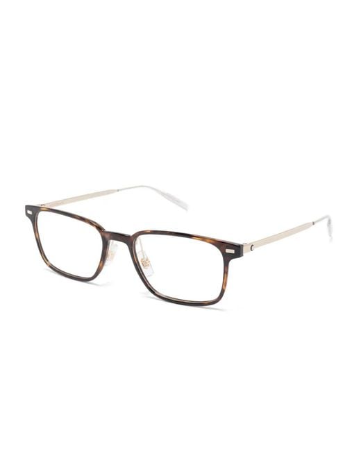 Montblanc Brown Rectangle-Frame Glasses