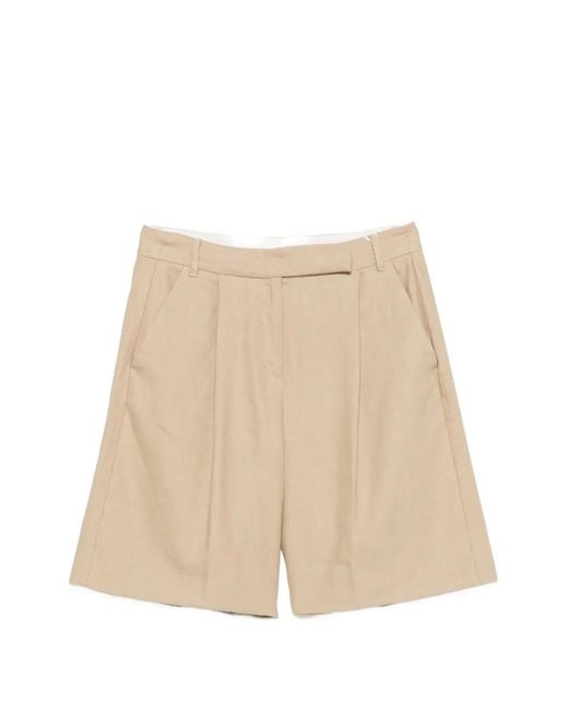 iBlues Natural Pleated Twill Shorts
