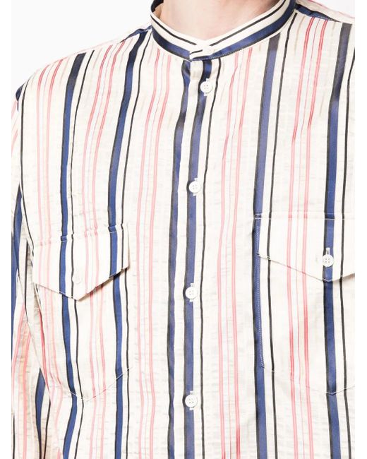 メンズ Bally ストライプ シルクシャツ Natural