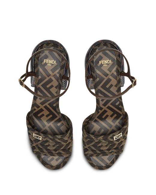 fendi promenade ff flat leather sandals