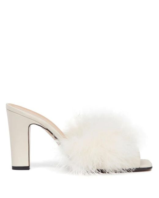 Maison Margiela Natural 90Mm Feather Satin Sandals
