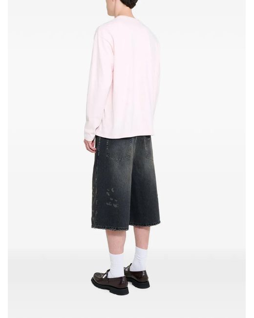 Ssstein Black Distressed-Effect Shorts for men
