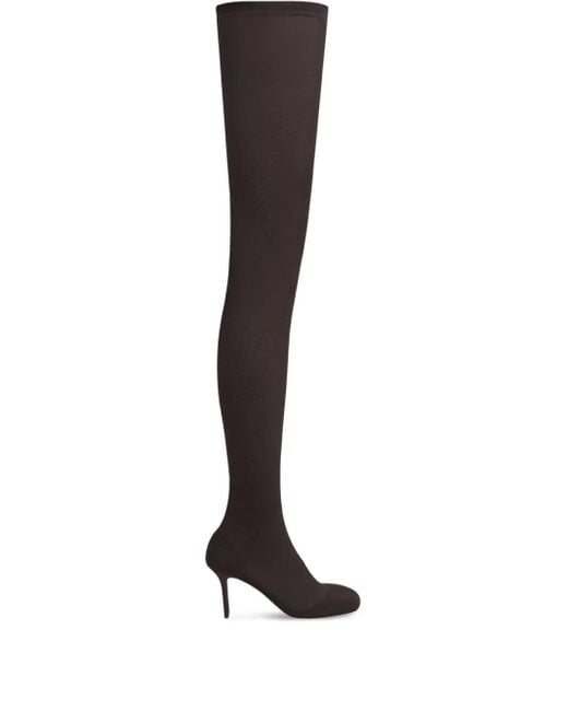 Courreges Black Mesh-Stiefel Mit Eckiger Kappe