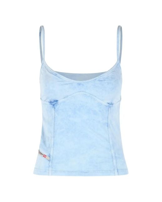 DIESEL Blue Fitted Mini Top With Thin Straps