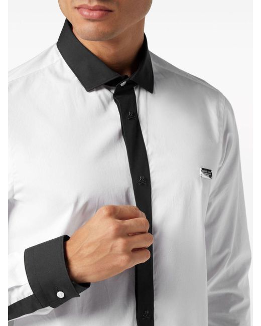 Philipp Plein White Sugar Daddy Contrast-trim Shirt for men