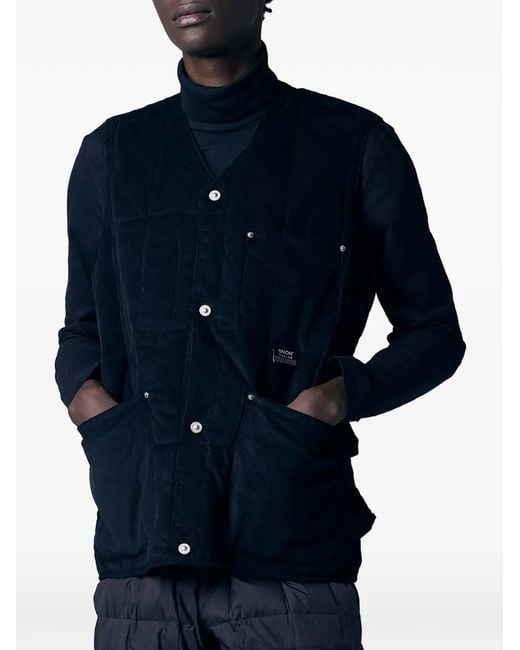 Taion Black Work Quilted V-Neck Vest