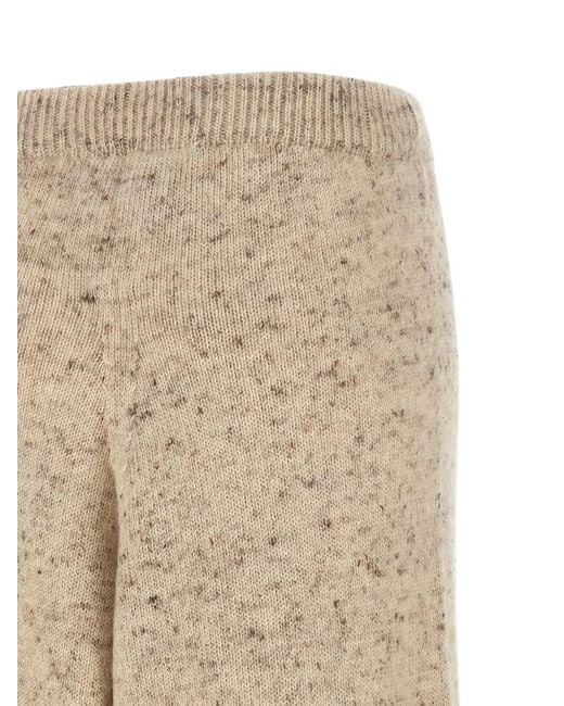 Fabiana Filippi Natural Mélange-Knit Ribbed-Cuff Trousers