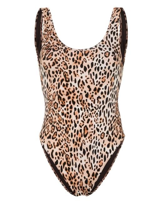 Mc2 Saint Barth Natural Leopard-print Swimsuit