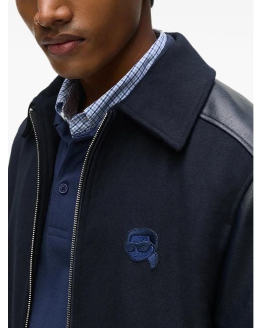 Karl Lagerfeld Blue Ikon Varsity Jacket for men