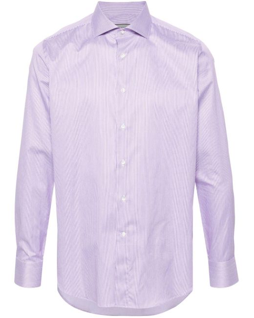 Canali Gestreiftes Hemd in Purple für Herren