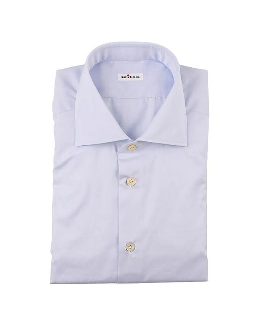 Kiton Blue Chemise Boutonnée À Col Italien for men