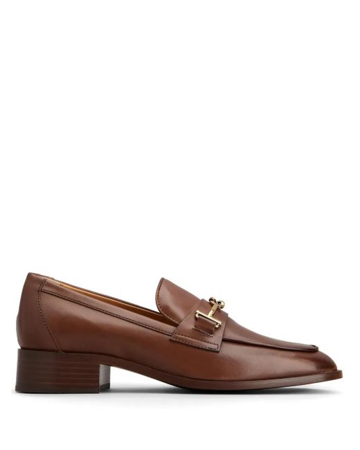 Tod's Brown Logo-Plaque Leather Loafers