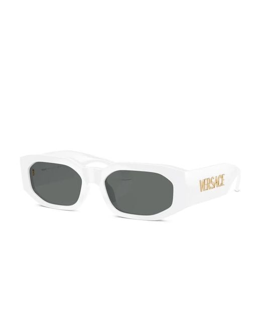 Versace Gray Geometric-Frame Sunglasses