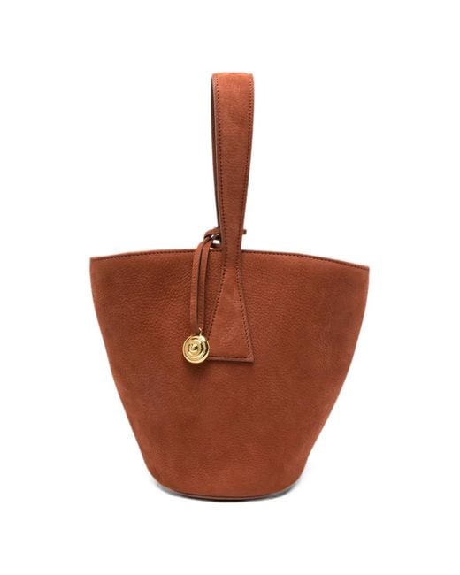 Liffner White Small Leather Bucket Bag