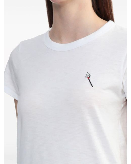 Rag & Bone White Embroidered Cotton T-shirt